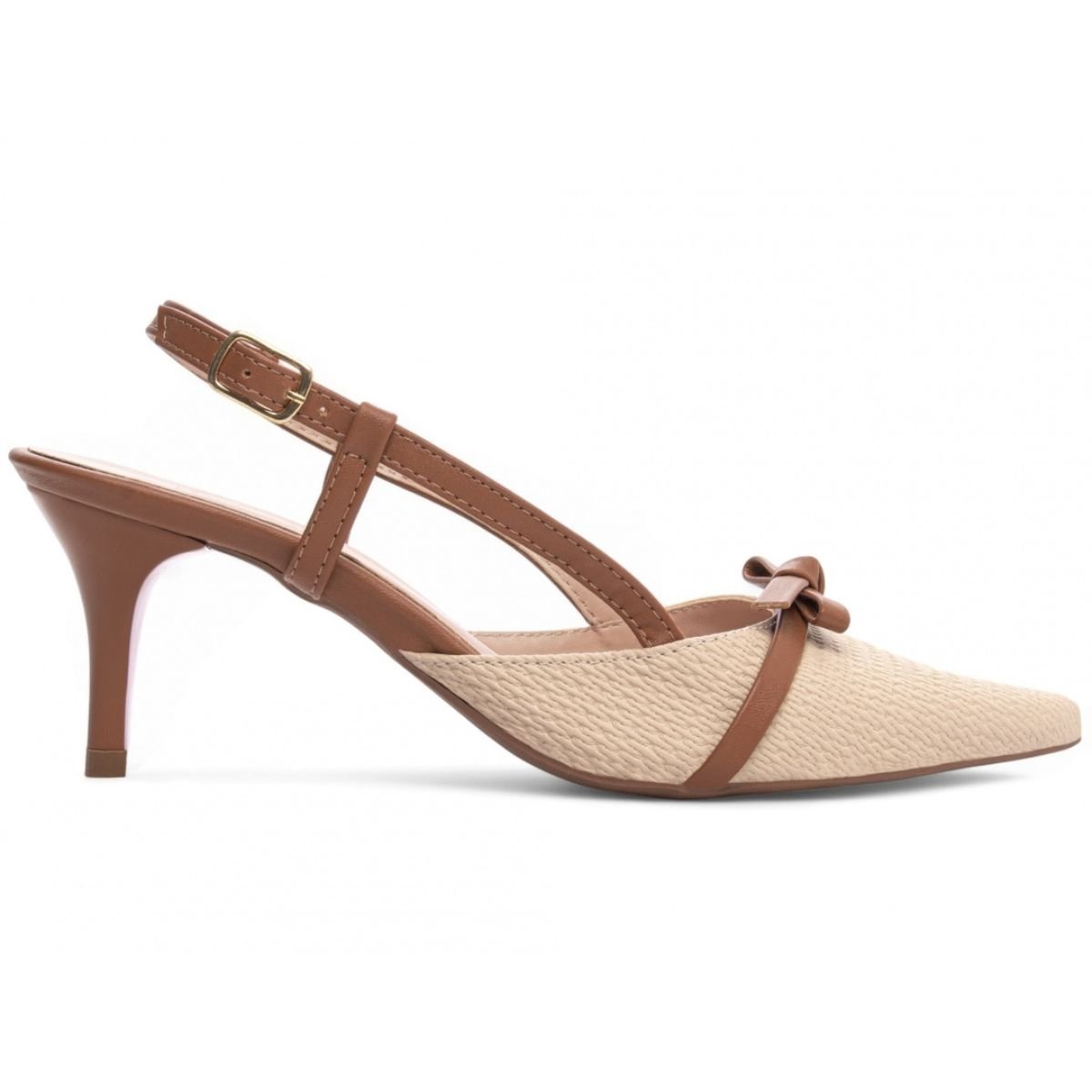 Scarpin Slingback Feminino com Salto Médio e Laço Delicado - Conforto e Elegância Caramelo 4