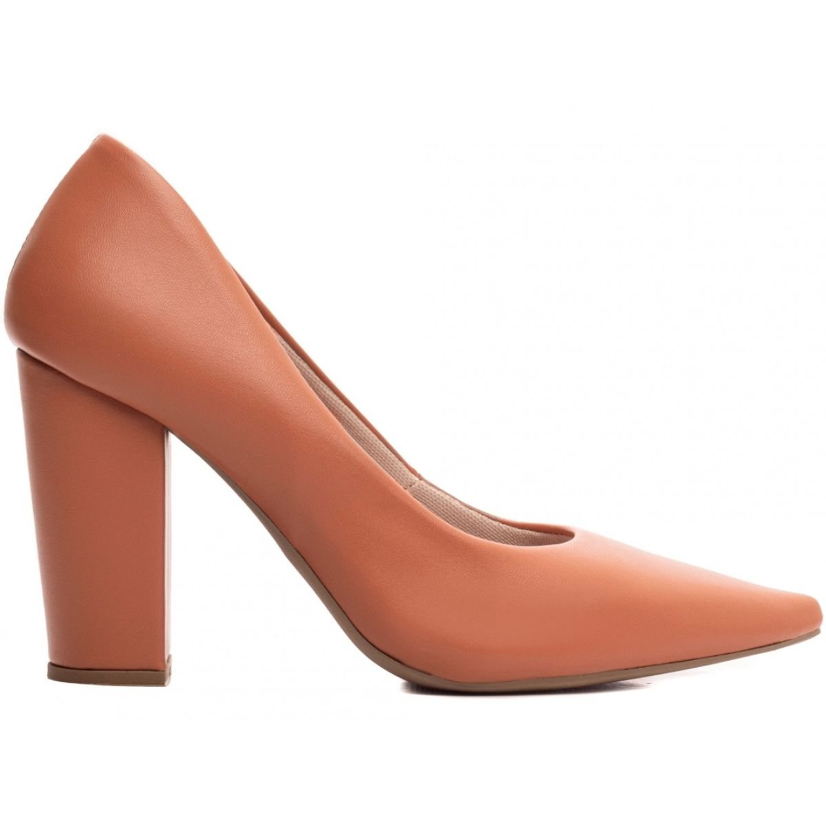 Scarpin Feminino com Salto Grosso Alto Confortável e Elegante Torricella Caramelo 4