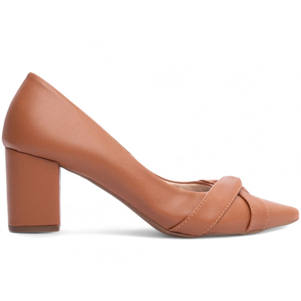 Scarpin Feminino com Salto Grosso Médio Confortável e Elegante Torricella Caramelo 4