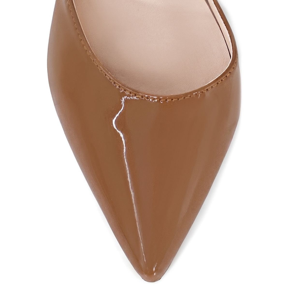 Scarpin Slingback Feminino Salto Bloco Alto Bico Fino Torricella Caramelo 4