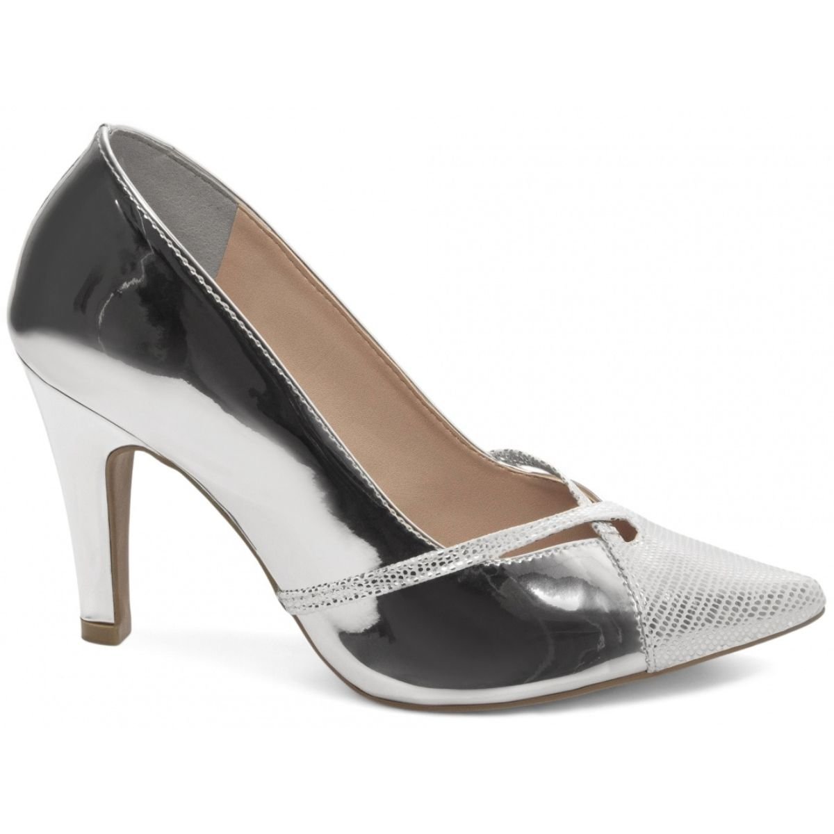 Scarpin Feminino com Bico Texturizado e Salto Alto 9 cm Torricella