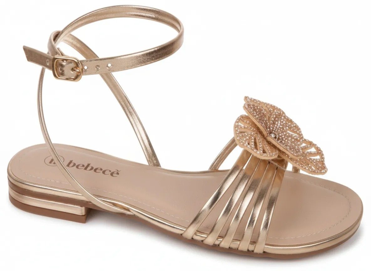 SANDALIA RASTEIRA BEBECE OURO CLARO T1028 573