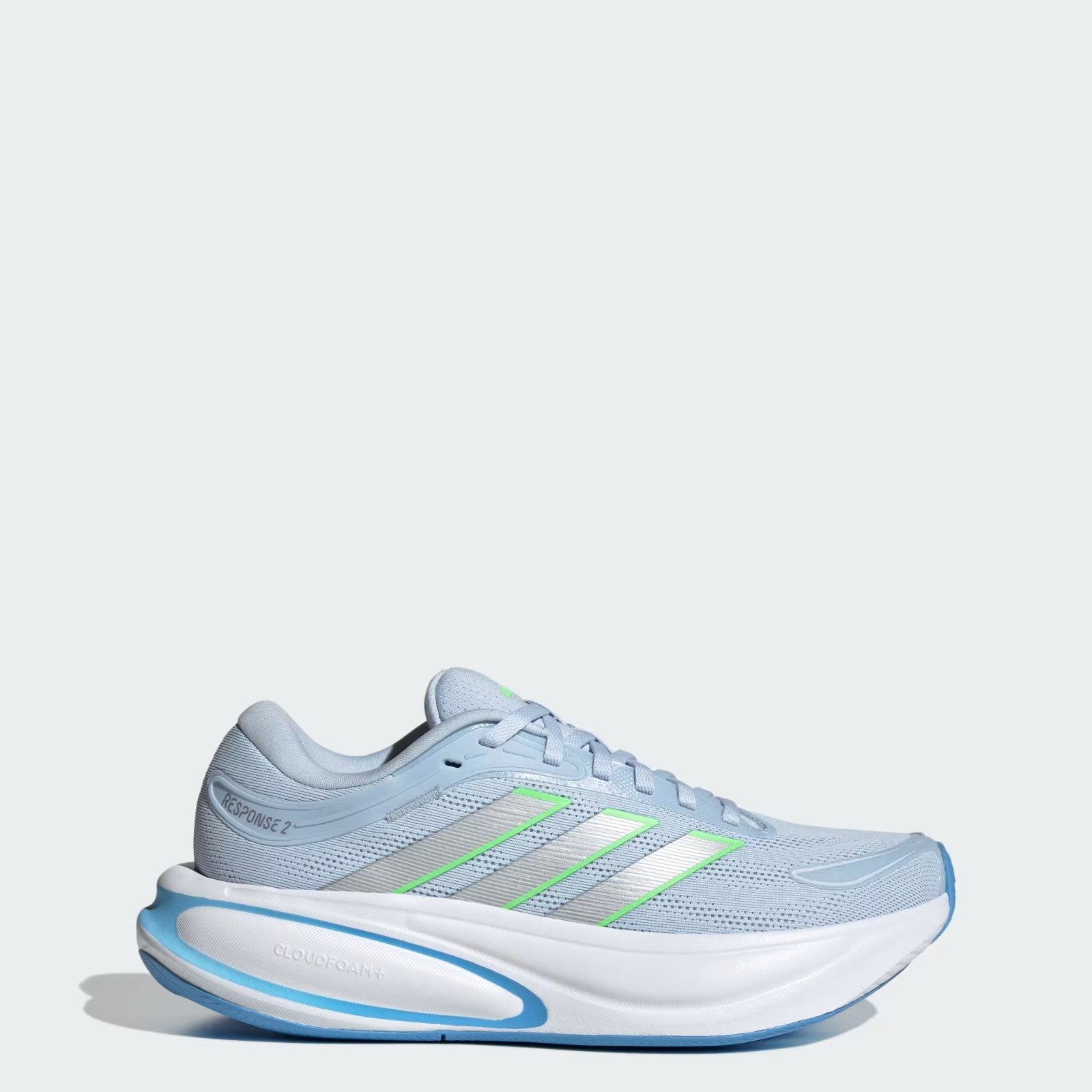TENIS FEMININO ADIDAS  RESPONSE 2 AZUL CLARO/PRATA/LIMAO