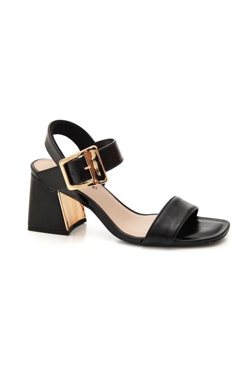 SANDALIA SALTO BLOCO BEBECE PRETO/OURO T6049 141