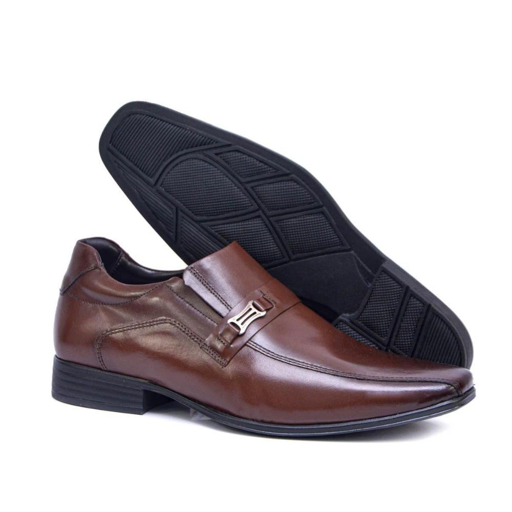 Kit Sapato Social Masculino 100% Couro + Cinto Dupla Face Marrom/Preto 6