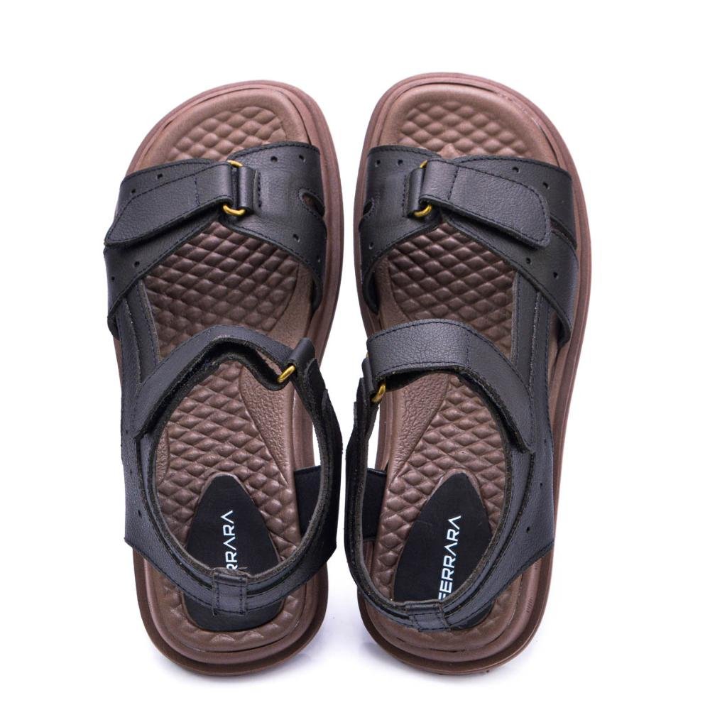 Sandália Masculina 100% Couro Legítimo Confortável Café 2