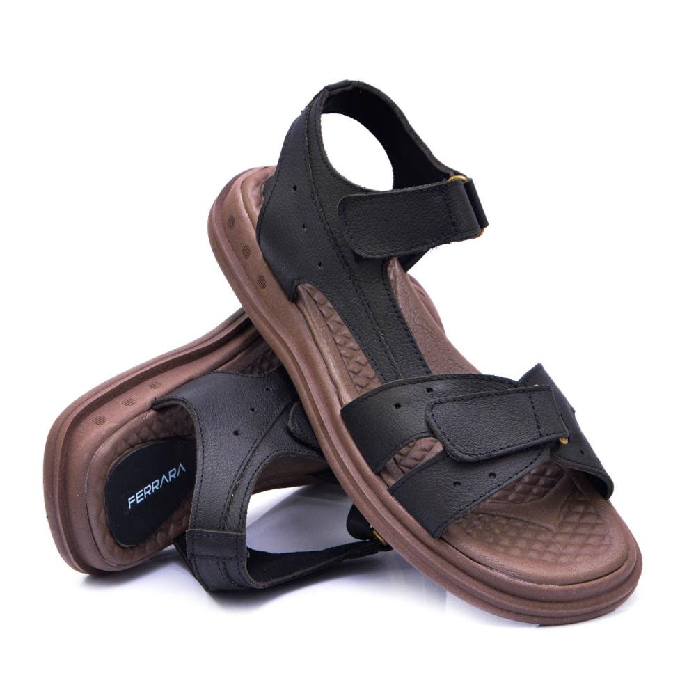 Sandália Masculina 100% Couro Legítimo Confortável Café 3