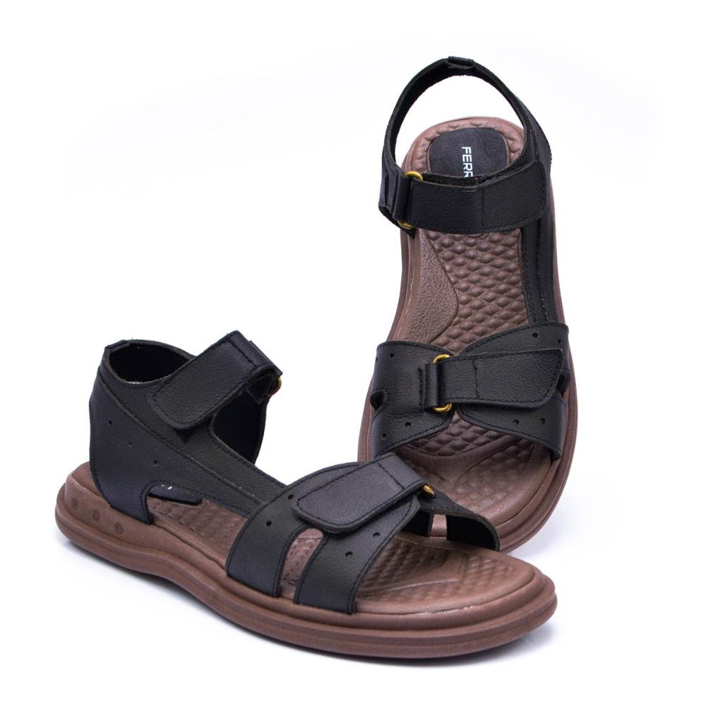 Sandália Masculina 100% Couro Legítimo Confortável Café 4