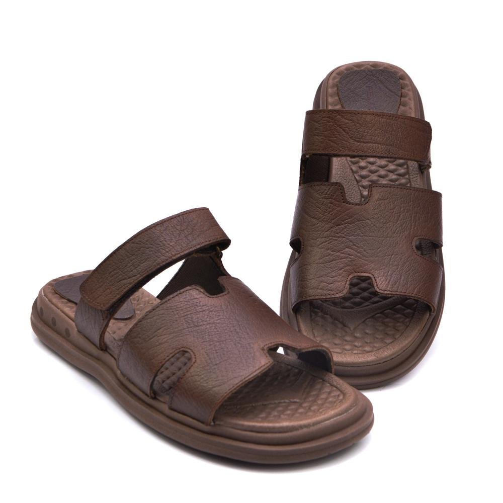 Sandália Slide Masculina Ferrara H Couro Anatômica Café 2