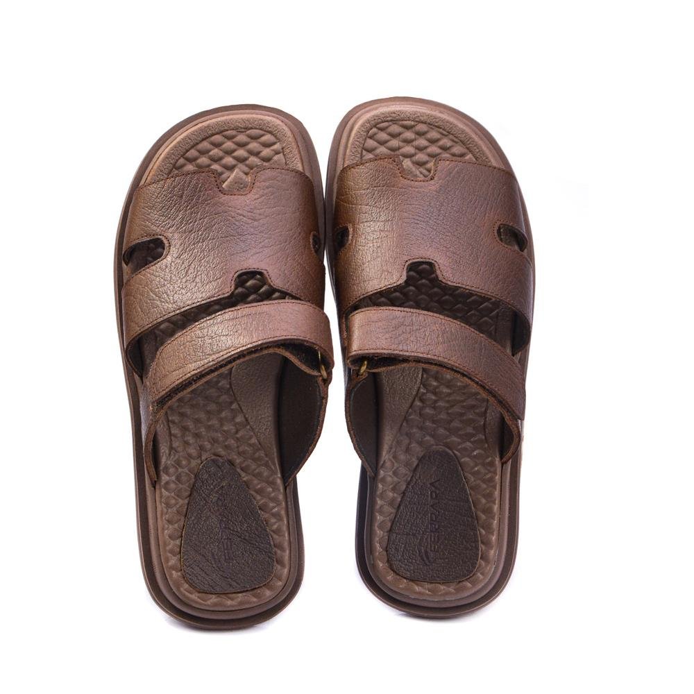 Sandália Slide Masculina Ferrara H Couro Anatômica Café 3