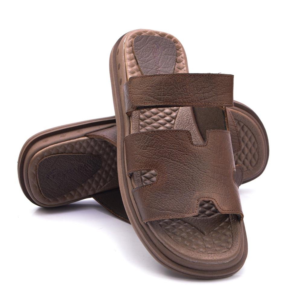 Sandália Slide Masculina Ferrara H Couro Anatômica Café 4