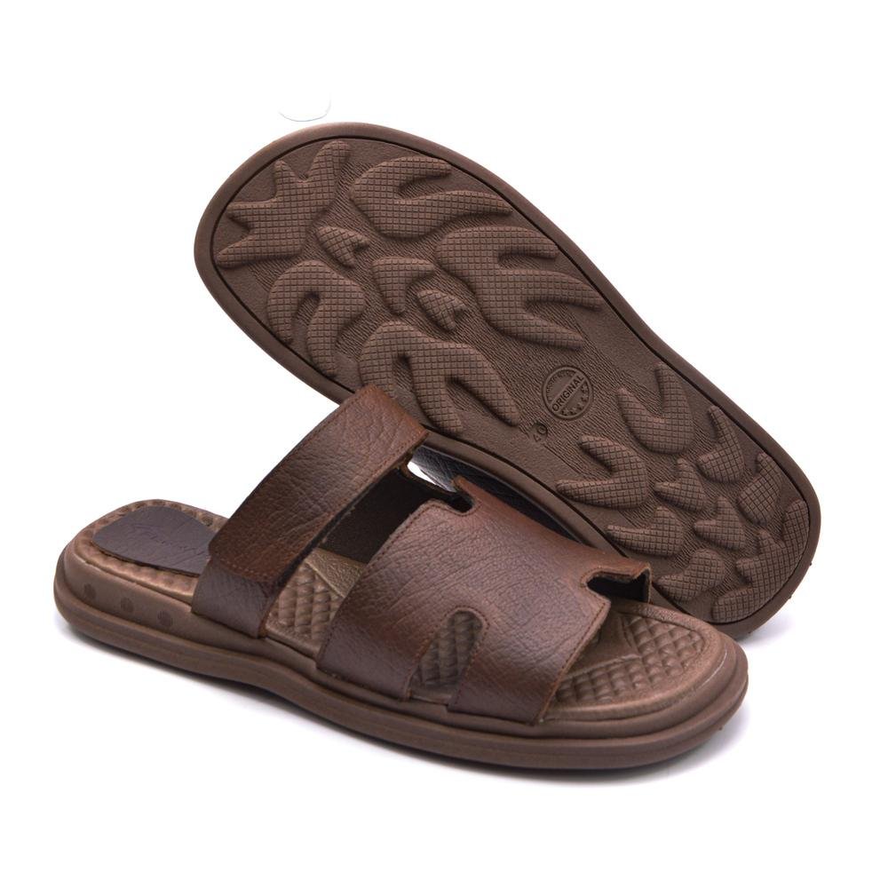 Sandália Slide Masculina Ferrara H Couro Anatômica Café 5