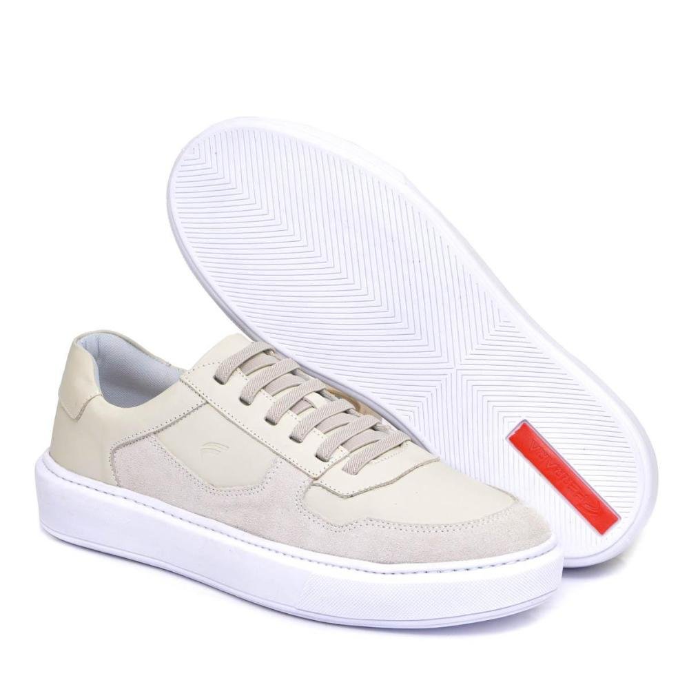 Tênis Casual Ferrara Canada 100% Couro Legítimo Masculino Off White 4