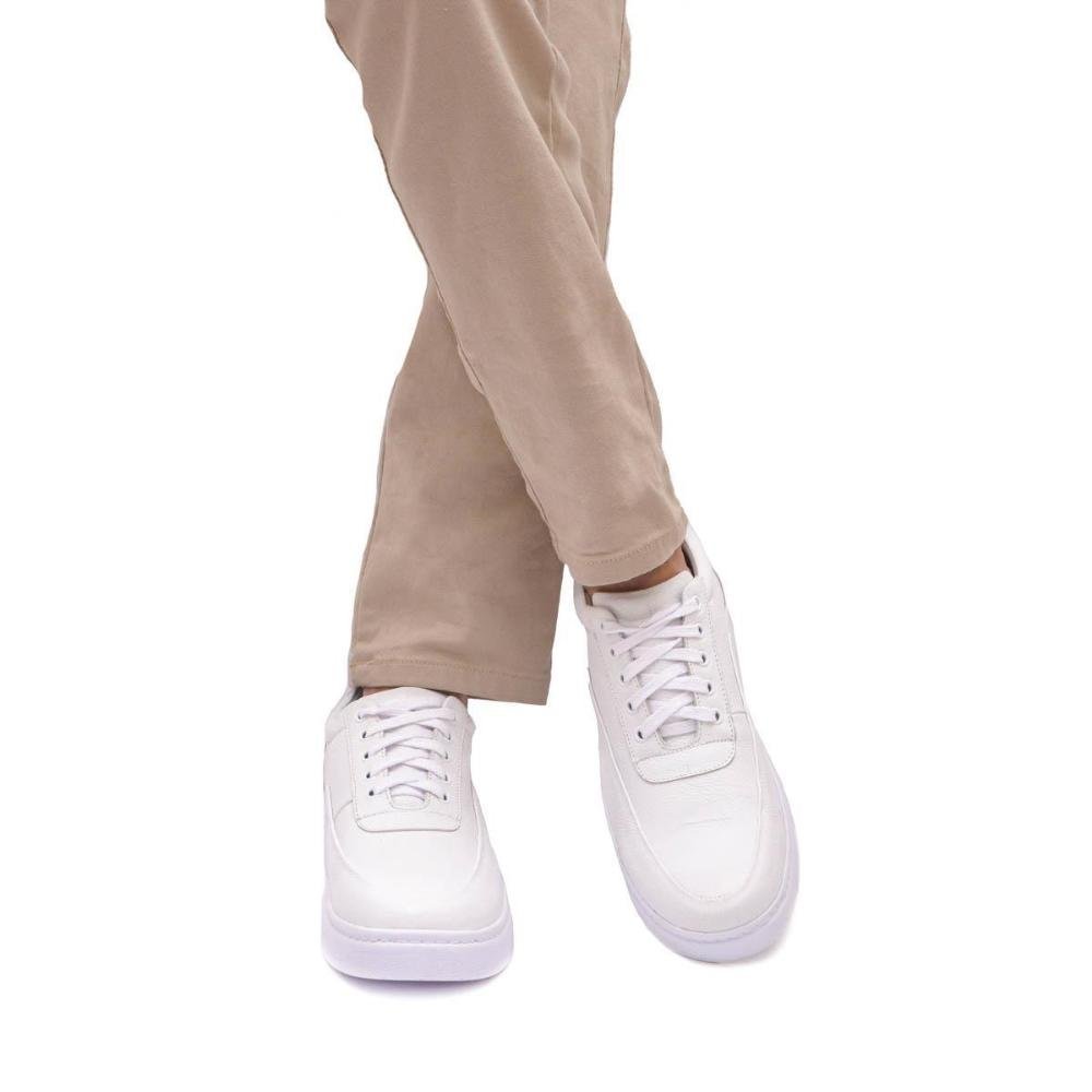 Tênis Casual Ferrara Gales 100% Couro Legítimo Masculino Branco 2