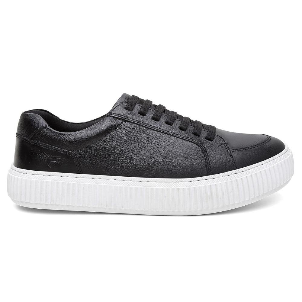 Tênis Casual Ferrara Malibu 100% Couro Legítimo Masculino Preto 2