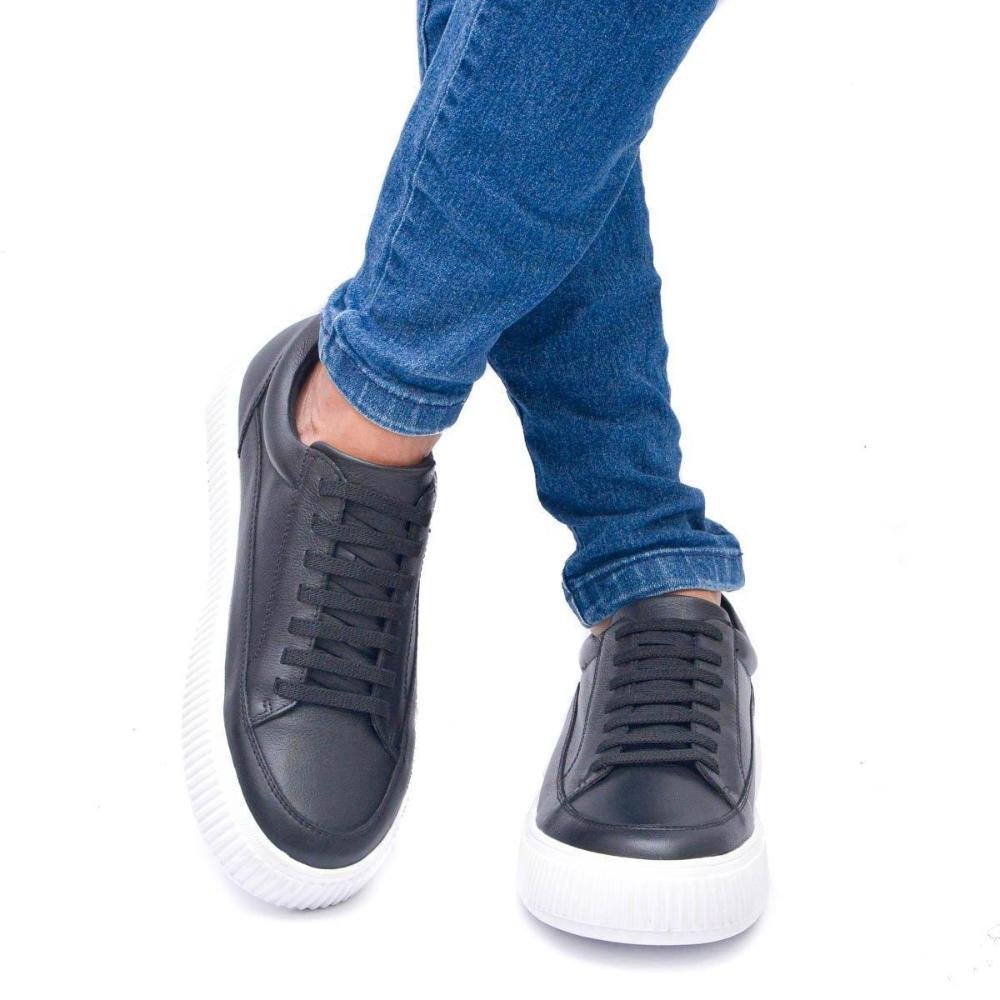 Tênis Casual Ferrara Malibu 100% Couro Legítimo Masculino Preto 4