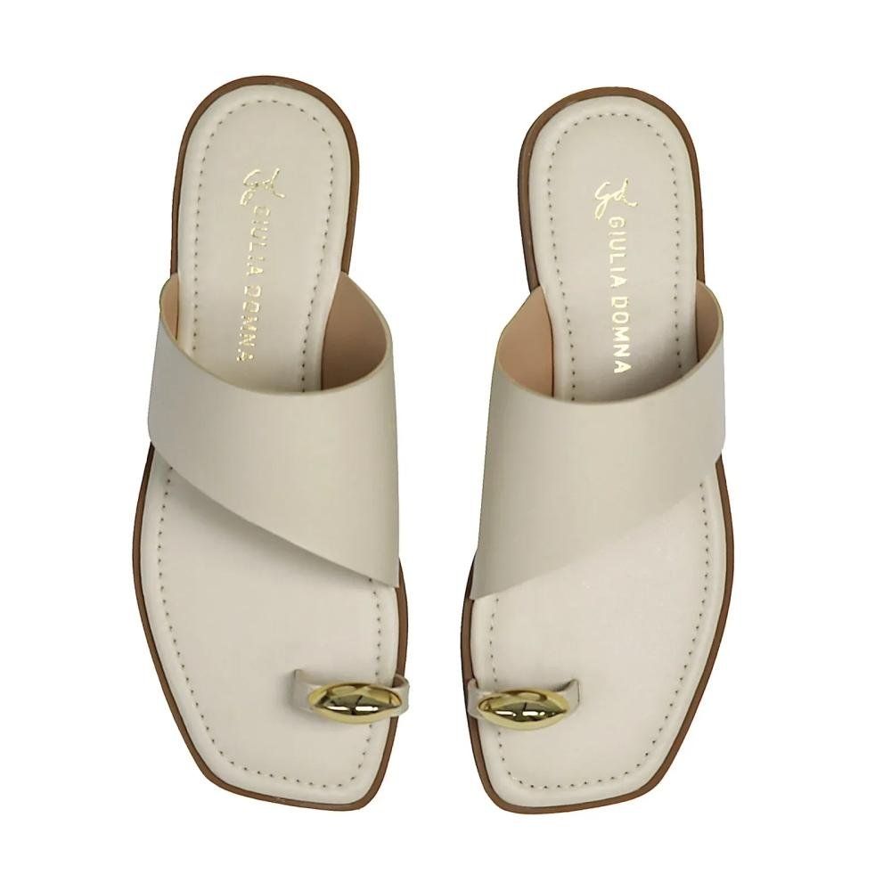 RASTEIRINHA GIULIA DOMNA RASTEIRA COURO COM ENFEITE OFF WHIT Off White 3