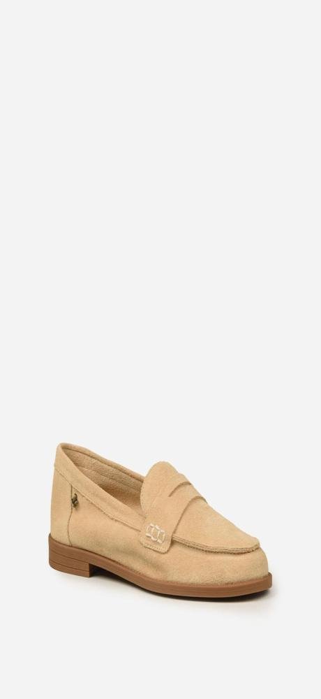 LOAFER CRAVO CANELLA MOCASSIM CASUAL COURO CAMURÇA NUDE