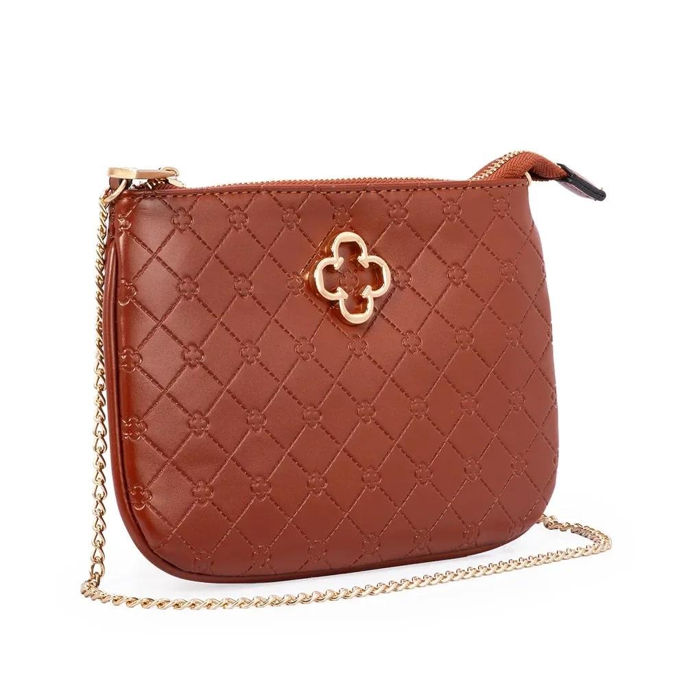 BOLSA CAPODARTE BOLSA ELENA PEQUENA MONOGRAMA CARAMELO Marrom 3