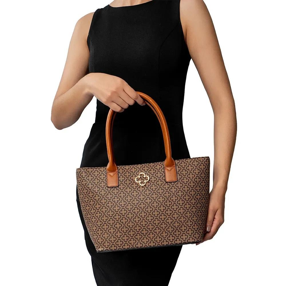 BOLSA CAPODARTE BOLSA DONATA SHOPPER MÉDIA MONOGRAMA Marrom 2