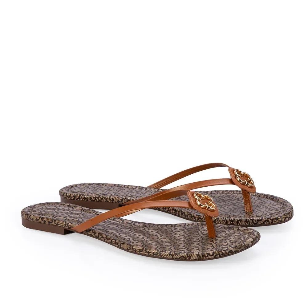 CHINELO CAPODARTE CHINELO DE DEDO COURO MONOGRAM CARAMELO