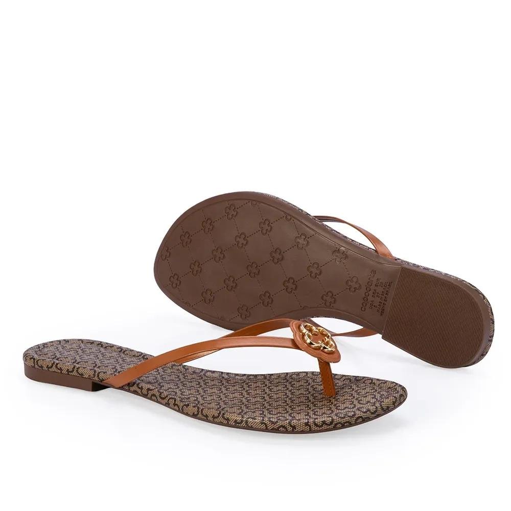 CHINELO CAPODARTE CHINELO DE DEDO COURO MONOGRAM CARAMELO Marrom 3