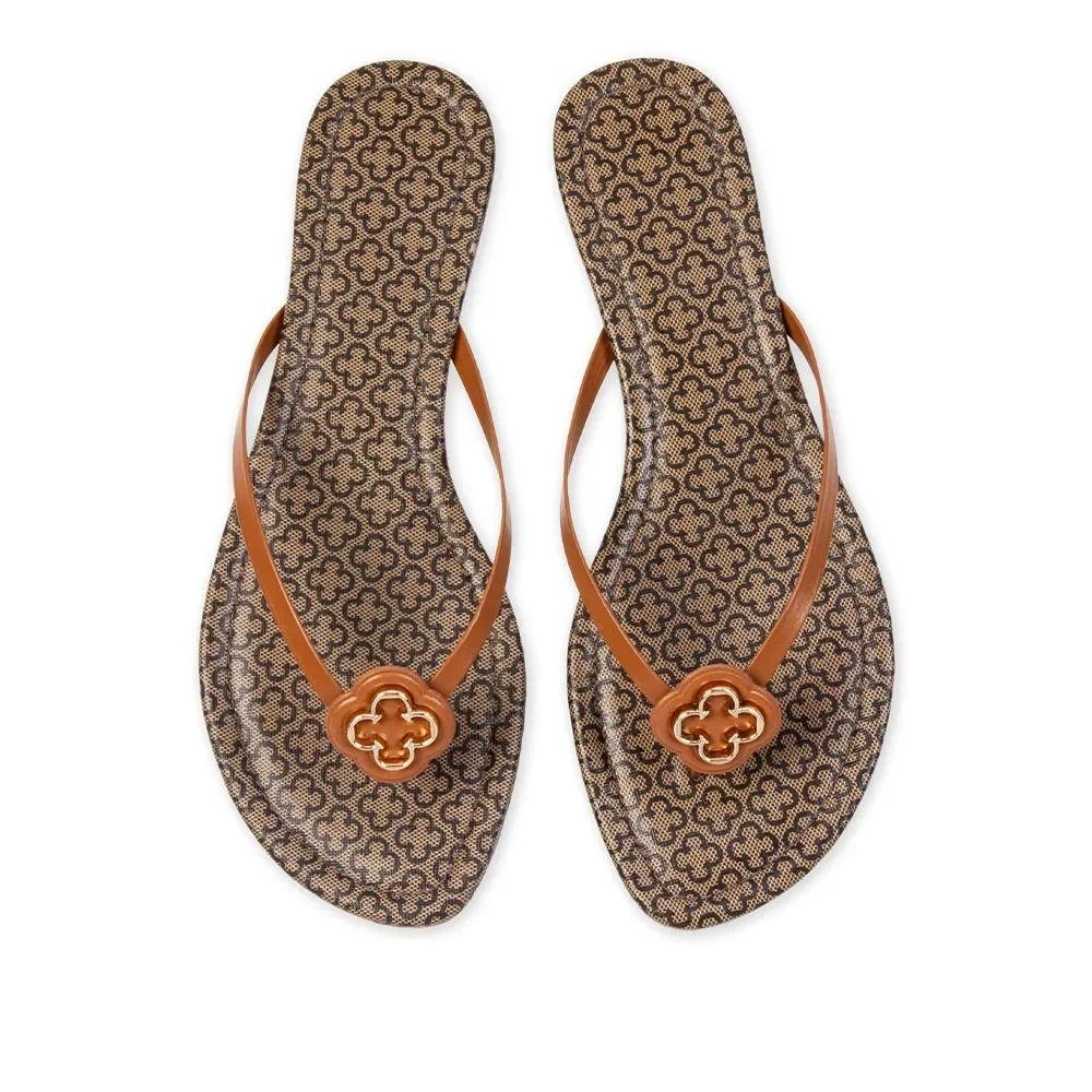 CHINELO CAPODARTE CHINELO DE DEDO COURO MONOGRAM CARAMELO Marrom 4