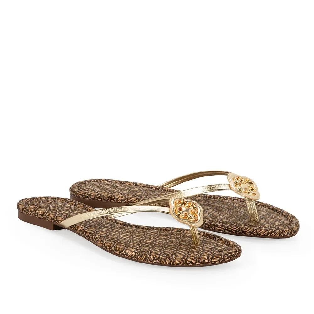 CHINELO CAPODARTE CHINELO DE DEDO COURO MONOGRAM DOURADO