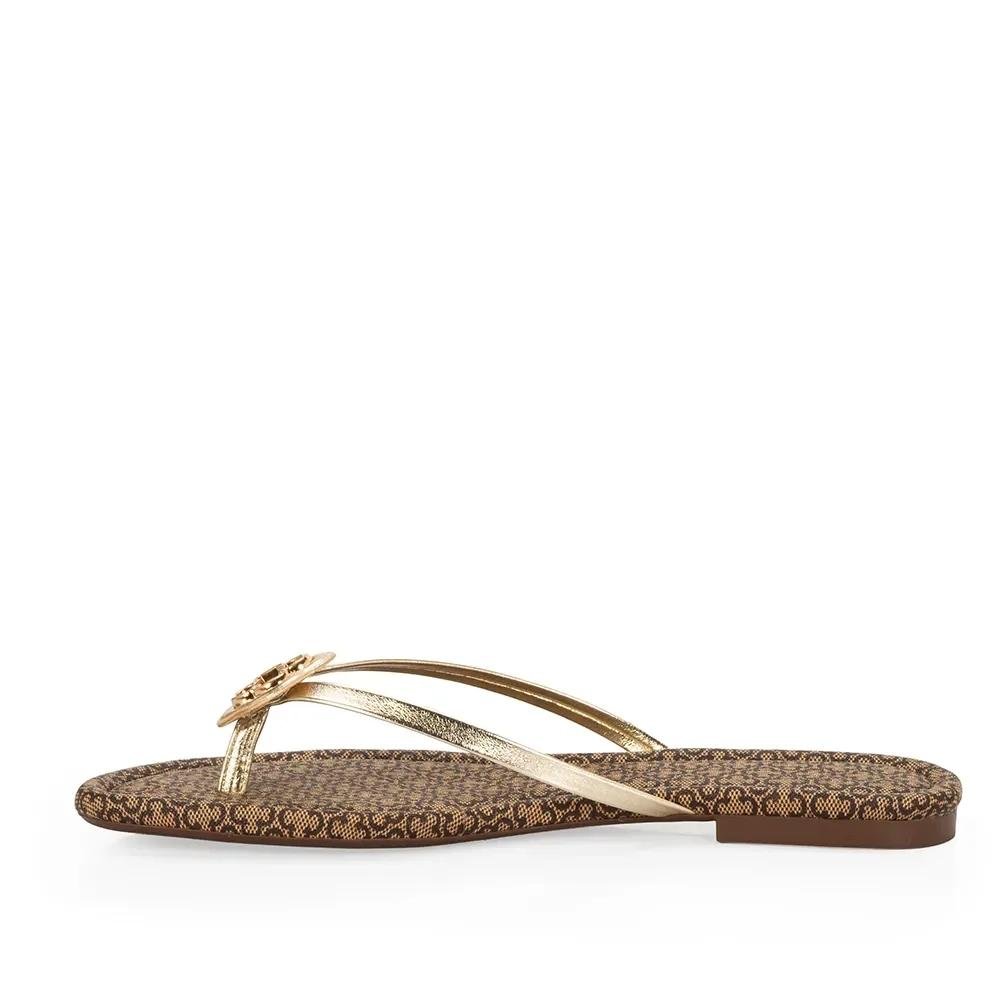 CHINELO CAPODARTE CHINELO DE DEDO COURO MONOGRAM DOURADO Dourado/Marrom 4