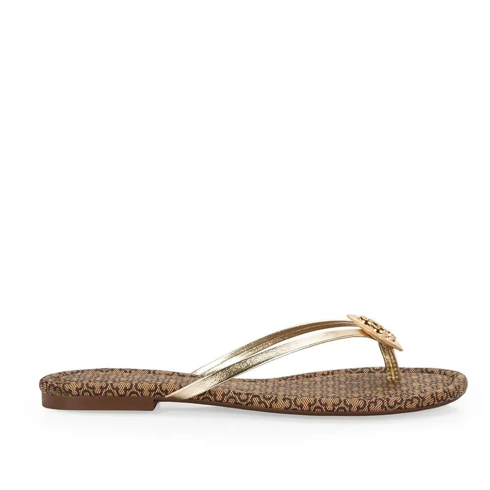 CHINELO CAPODARTE CHINELO DE DEDO COURO MONOGRAM DOURADO Dourado/Marrom 5